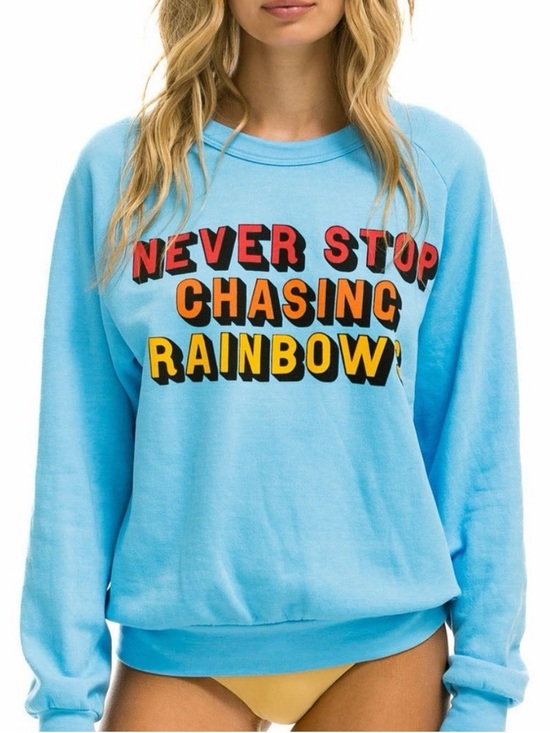 Aviator Nation Tops - Aviator Nation NEVER STOP CHASING RAINBOWS Crew Sweatshirt Blue S